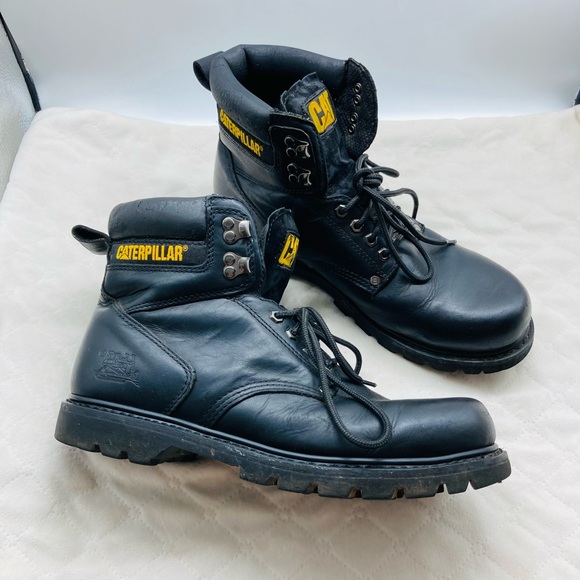 Caterpillar Shoes Mens Caterpillar Second Shift Steel Toe Black Leather Boots Poshmark